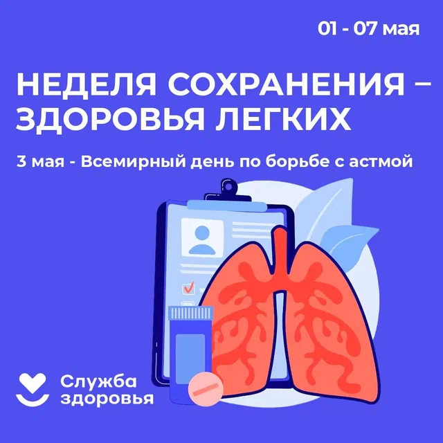 Неделя сохранения здоровья легких (в честь Всемирного дня по борьбе с астмой 03 мая).